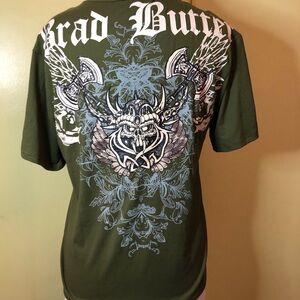 Brad Butter Olive Green Graphic Men's Shirt. Size Small 💐